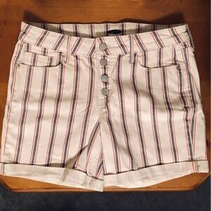 Old Navy Red, White and Blue Sz 10‎ Striped Button Fly Jeans Shorts